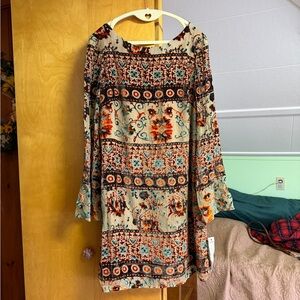 NWT Willow & Clay Multicolor Bohemian Long Sleeve Dress